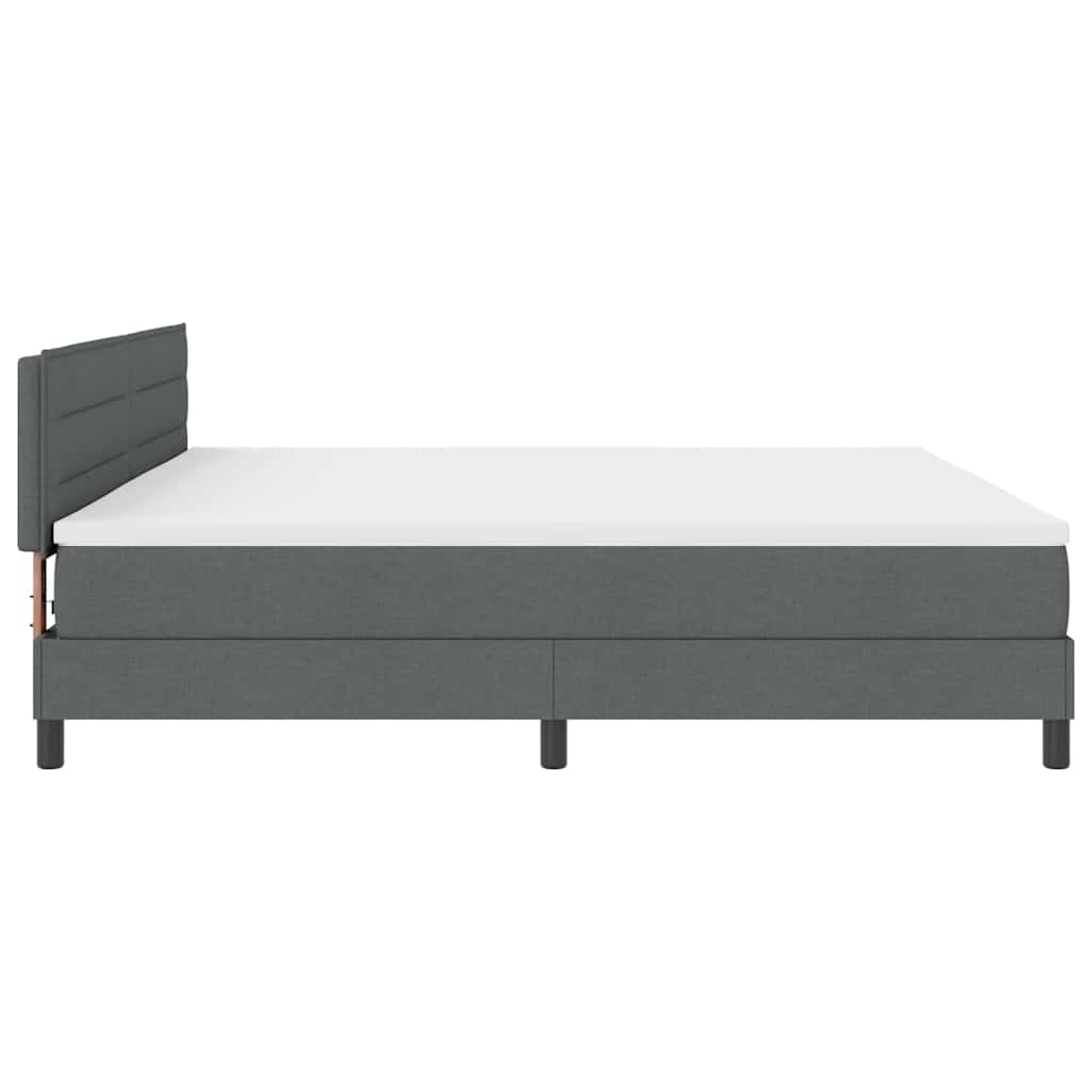 vidaXL Łóżko sprężynowe z materacem ciemno szary 200 x 200 cm tkanina