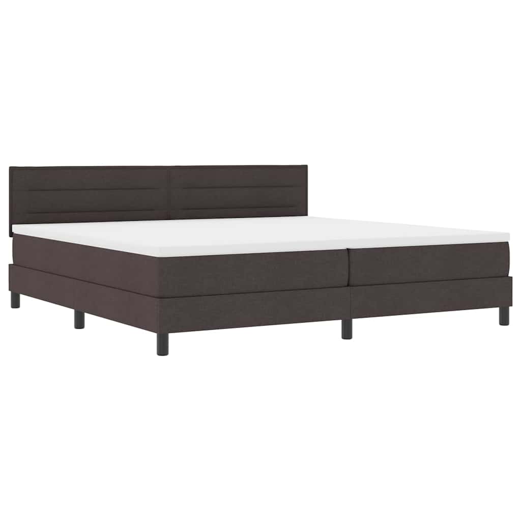 vidaXL Łóżko sprężynowe z materacem Ciemny brąz 200 x 200 cm tkanina