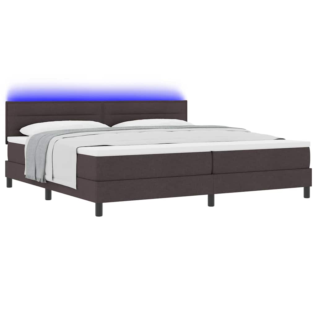 vidaXL Łóżko sprężynowe z materacem Ciemny brąz 200 x 200 cm tkanina