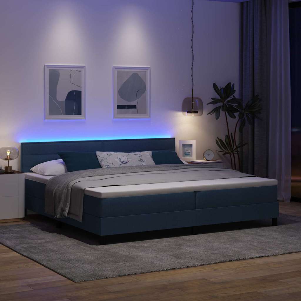 vidaXL Łóżko sprężynowe z materacem Niebieski 200 x 200 cm tkanina