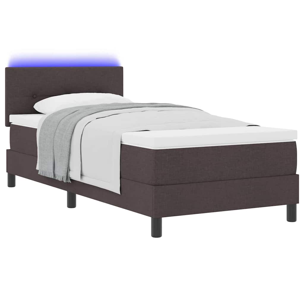 vidaXL Łóżko sprężynowe z materacem Ciemny brąz 80 x 200 cm tkanina