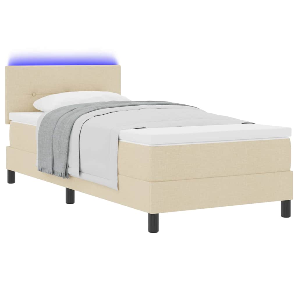 vidaXL Łóżko sprężynowe z poduszką Kremowy 80 x 200 cm tkanina