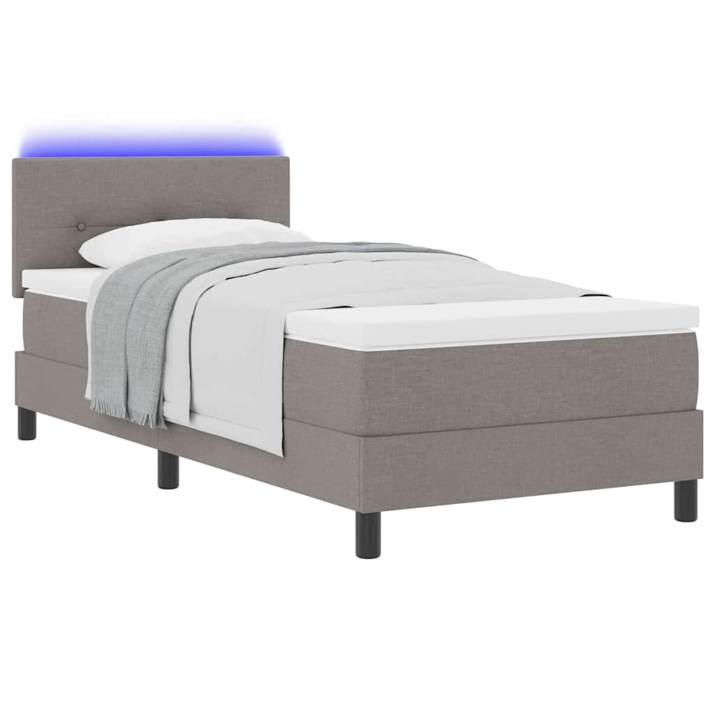 vidaXL Łóżko sprężynowe z paskami LED Ciemnoszary 90 x 190 cm tkanina