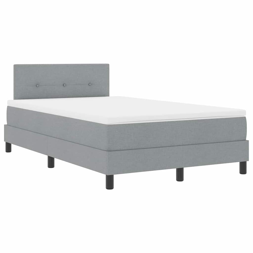 vidaXL Łóżko sprężynowe z paskami LED Jasnoszary 120 x 190 cm tkanina