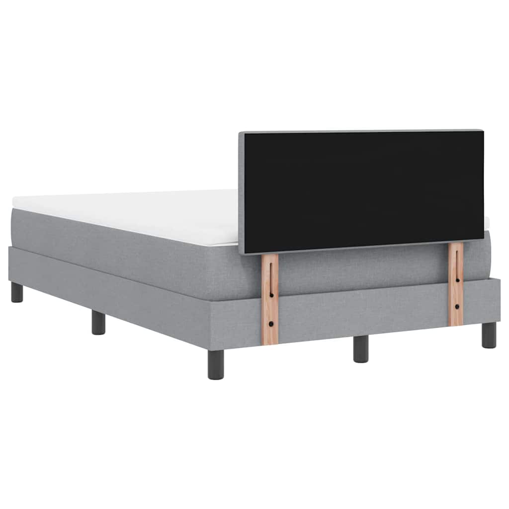 vidaXL Łóżko sprężynowe z paskami LED Jasnoszary 120 x 190 cm tkanina