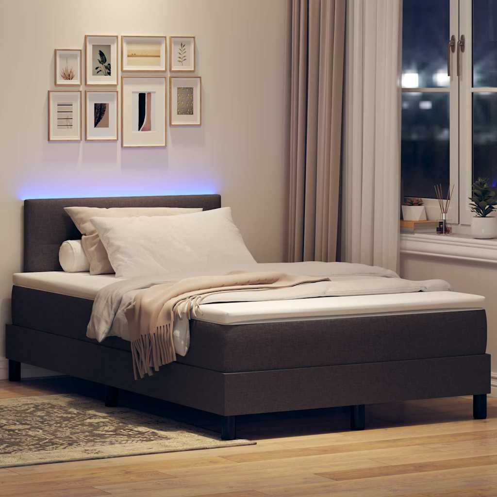 vidaXL Łóżko sprężynowe z materacem Ciemny brąz 120 x 190 cm tkanina