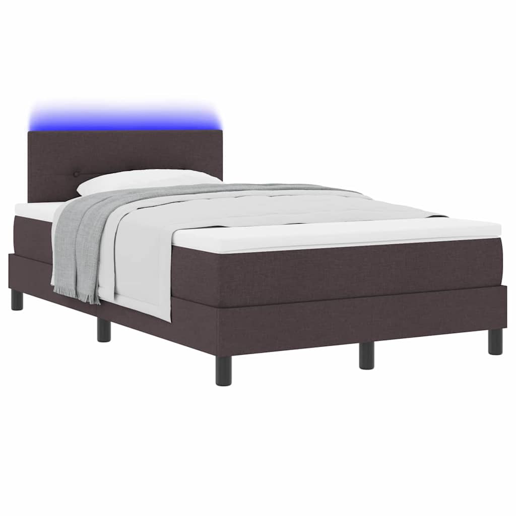 vidaXL Łóżko sprężynowe z materacem Ciemny brąz 120 x 190 cm tkanina