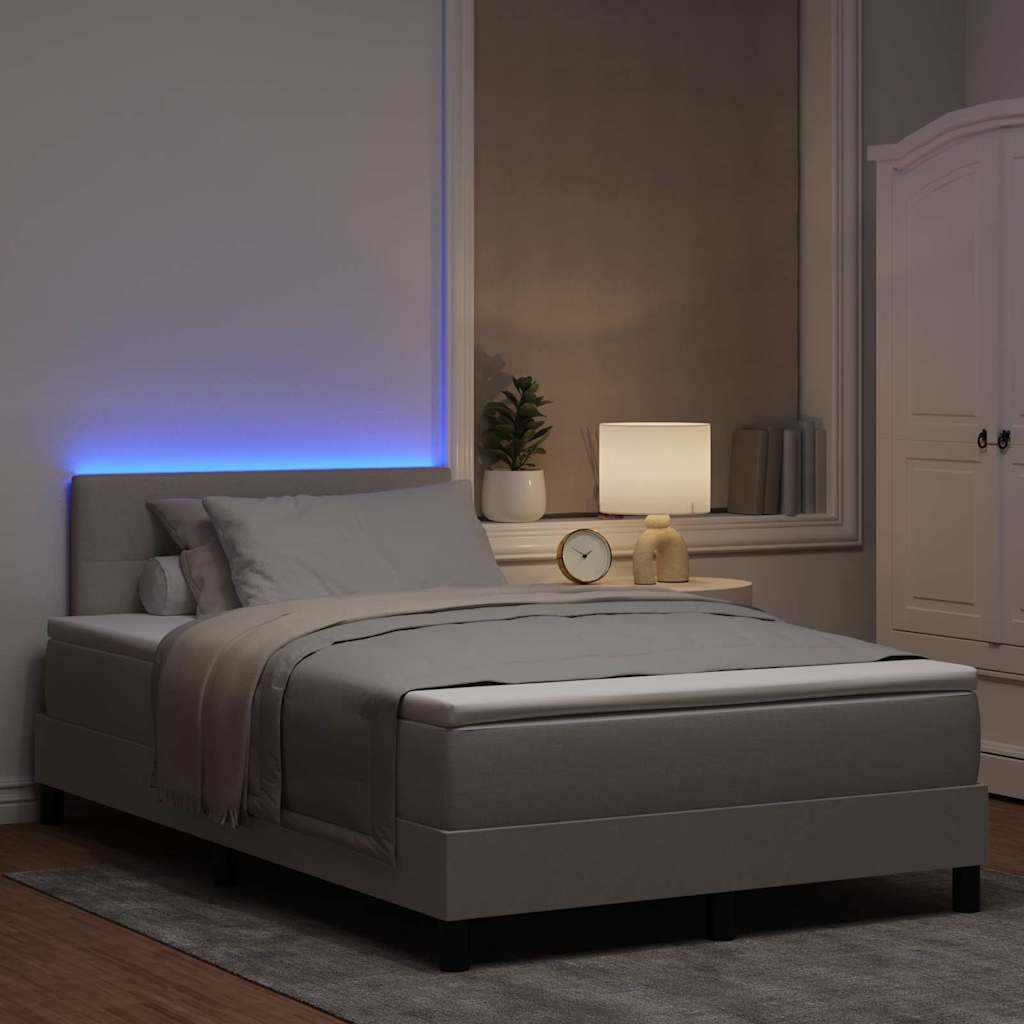 vidaXL Łóżko sprężynowe z paskami LED Ciemnoszary 120 x 190 cm tkanina