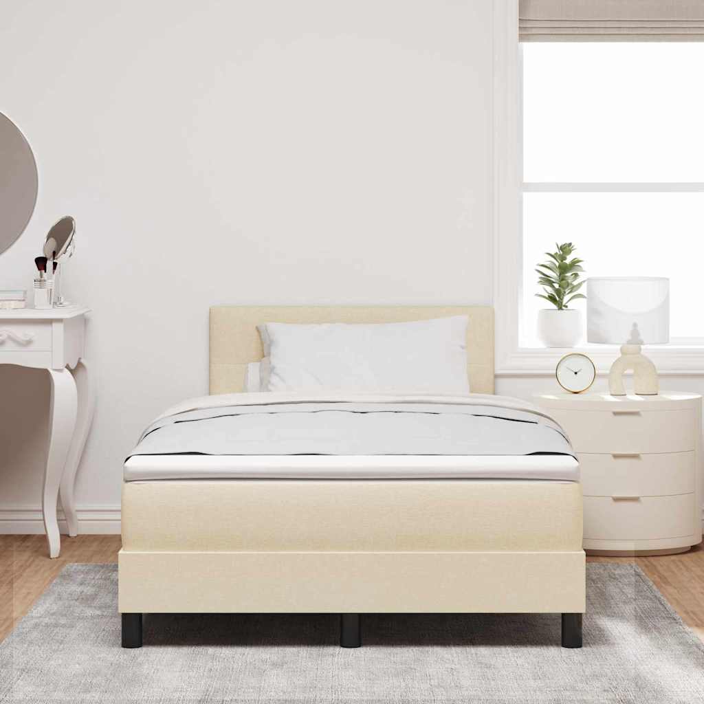 vidaXL Łóżko sprężynowe z paskami LED Kremowy 120 x 190 cm tkanina