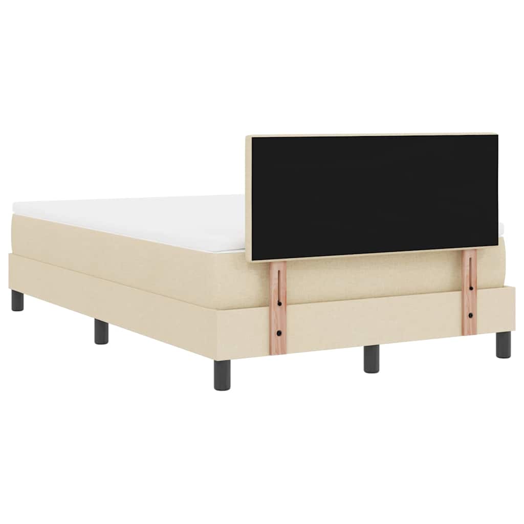 vidaXL Łóżko sprężynowe z paskami LED Kremowy 120 x 190 cm tkanina