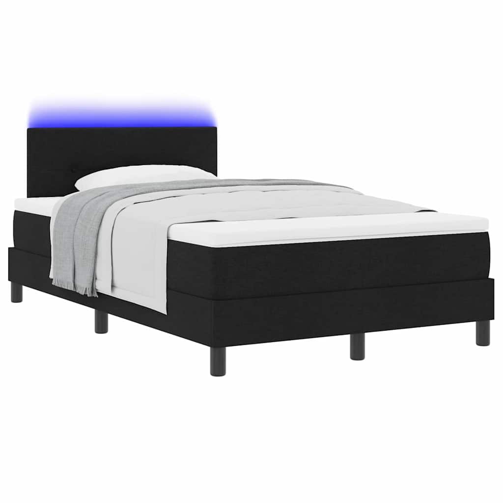 vidaXL Łóżko sprężynowe z materacem z LED Czarny 120 x 200 cm tkanina