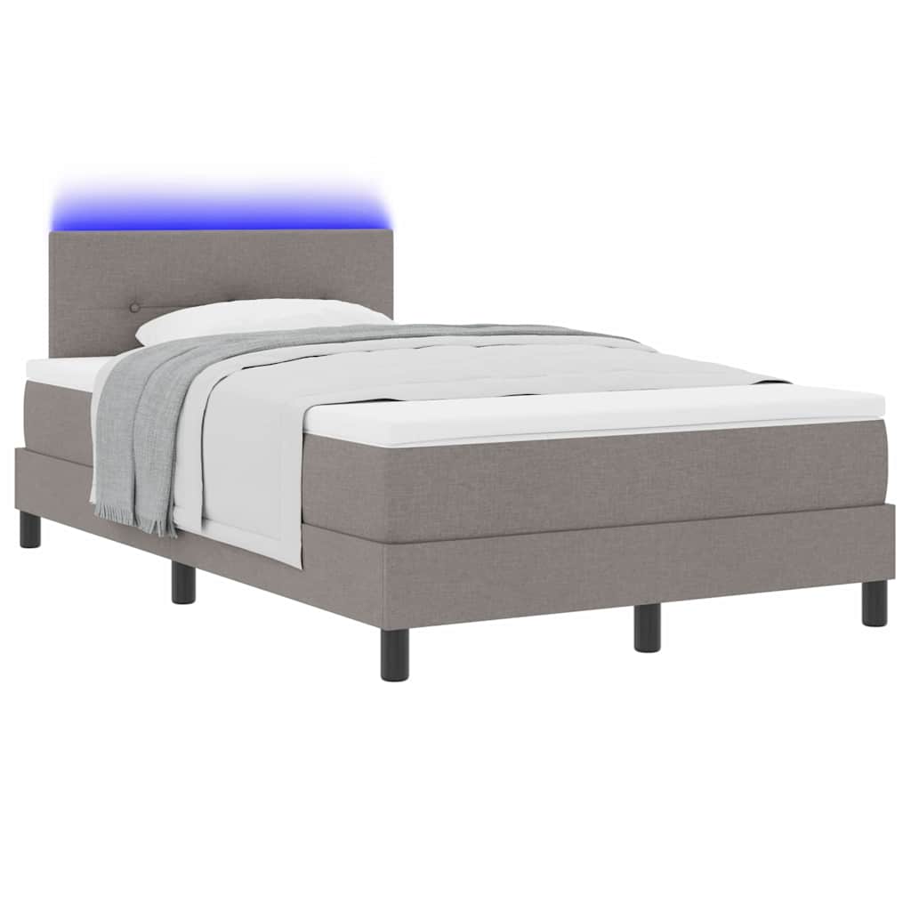 vidaXL Łóżko sprężynowe z paskami LED Ciemnoszary 120 x 200 cm tkanina