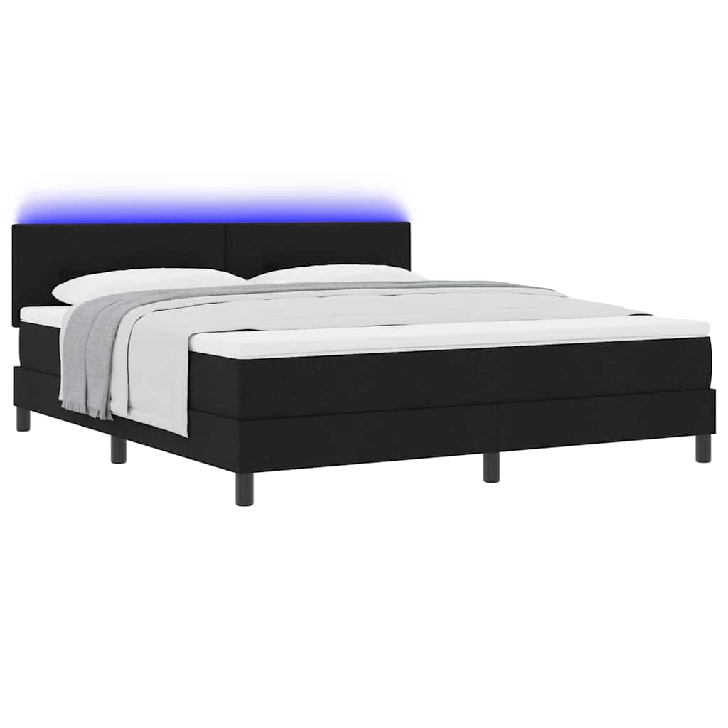 vidaXL Łóżko sprężynowe z materacem z LED Czarny 180 x 200 cm tkanina