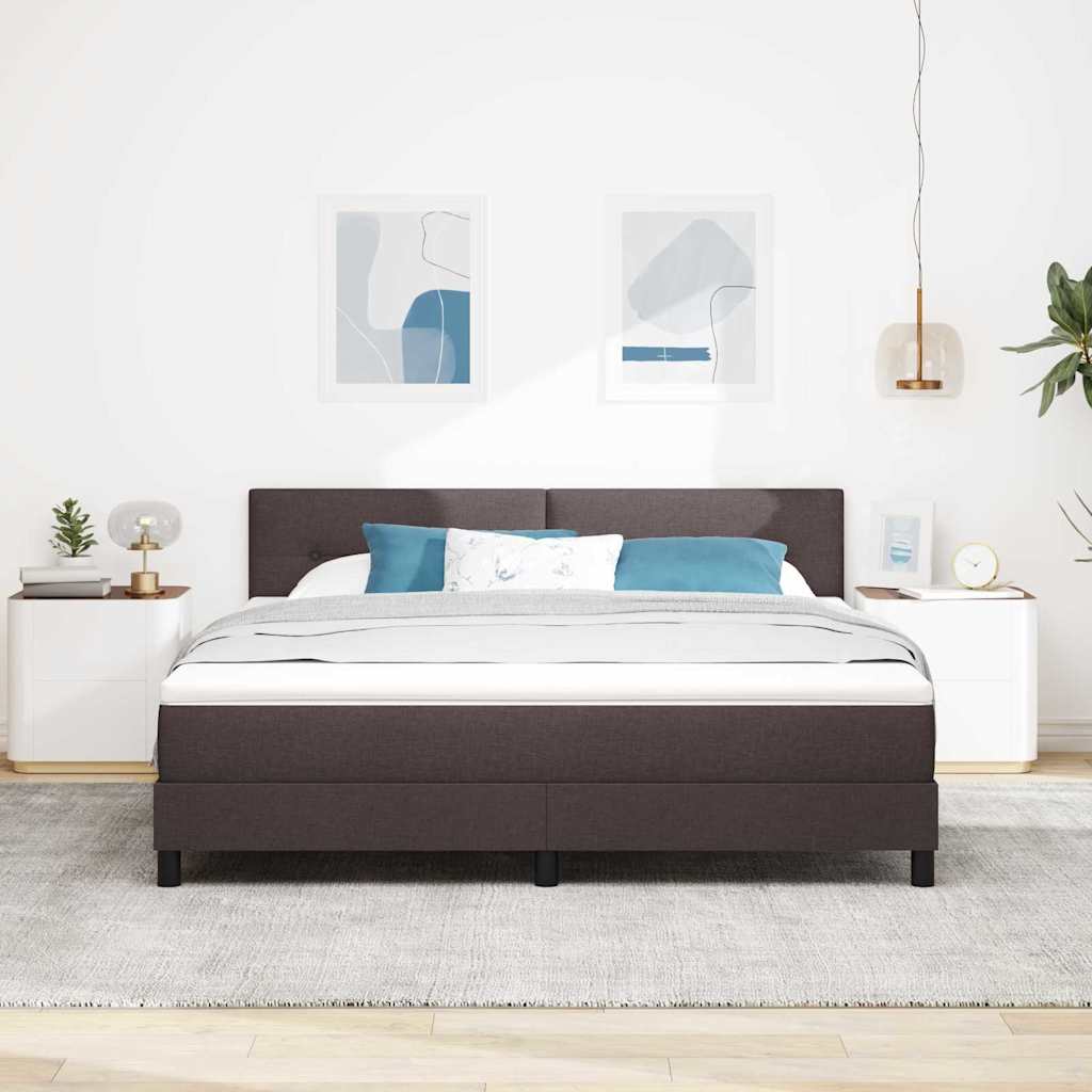 vidaXL Łóżko sprężynowe z materacem Ciemny brąz 180 x 200 cm tkanina