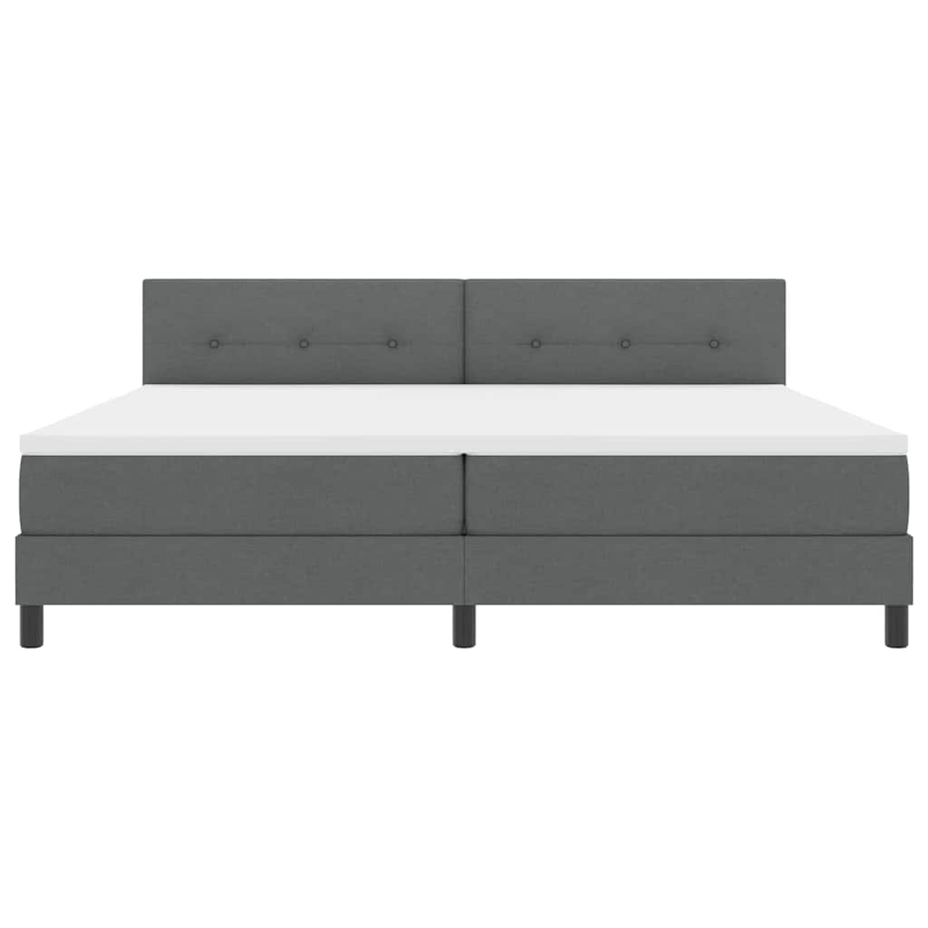 vidaXL Łóżko sprężynowe Z zagłówkiem ciemno szary 200 x 200 cm tkanina
