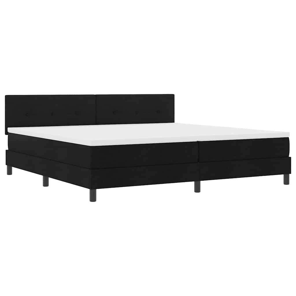 vidaXL Łóżko sprężynowe z paskami LED Czarny 200 x 200 cm tkanina
