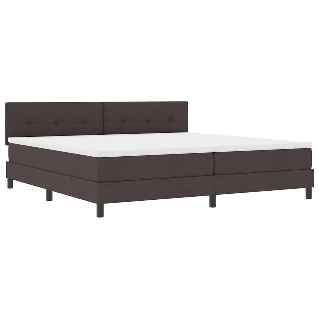 vidaXL Łóżko sprężynowe z paskami LED Ciemny brąz 200 x 200 cm tkanina