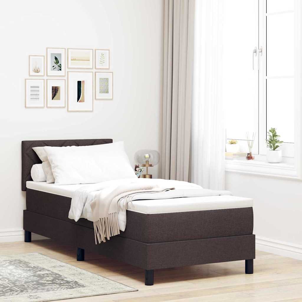 vidaXL Łóżko sprężynowe z materacem Ciemny brąz 80 x 200 cm tkanina