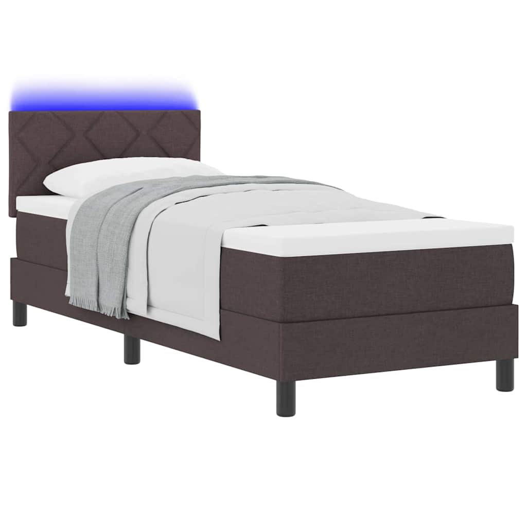 vidaXL Łóżko sprężynowe z materacem Ciemny brąz 80 x 200 cm tkanina