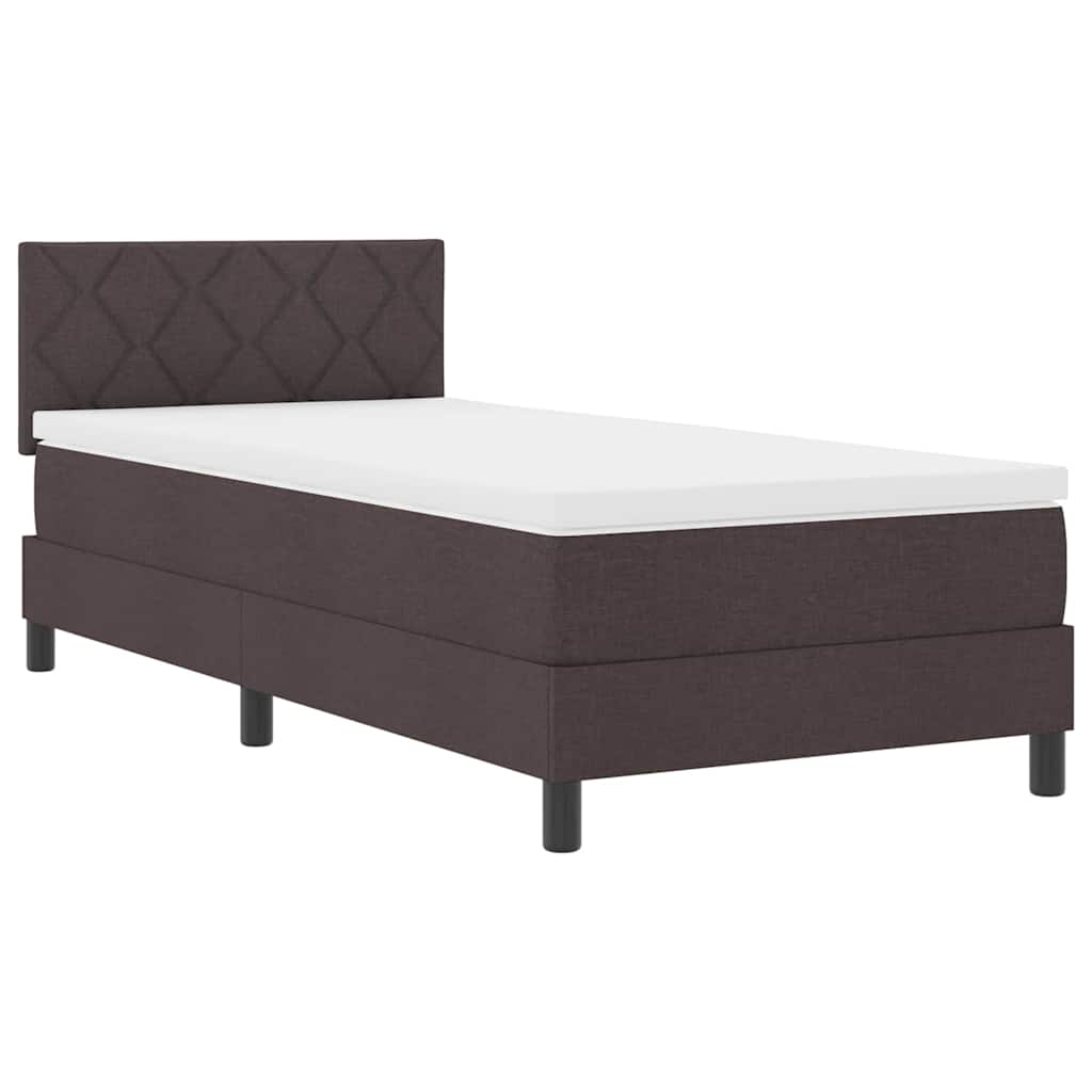 vidaXL Łóżko sprężynowe z materacem Ciemny brąz 90 x 200 cm tkanina