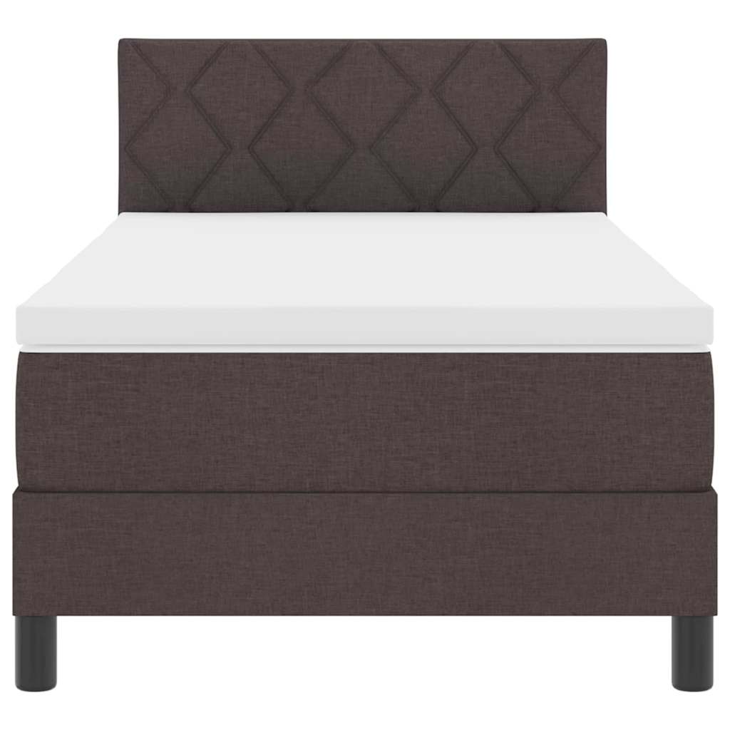 vidaXL Łóżko sprężynowe z materacem Ciemny brąz 90 x 200 cm tkanina