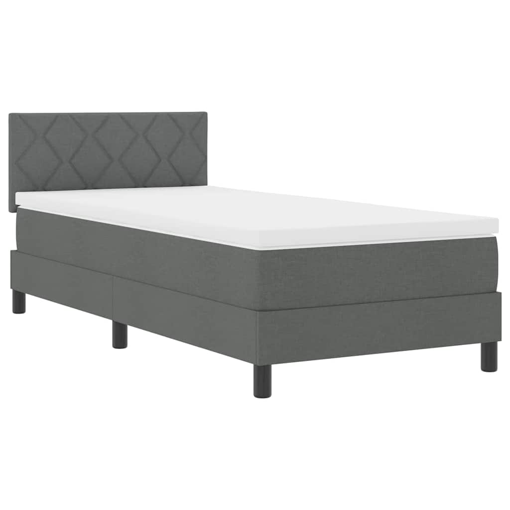 vidaXL Łóżko sprężynowe z materacem ciemno szary 100 x 200 cm tkanina