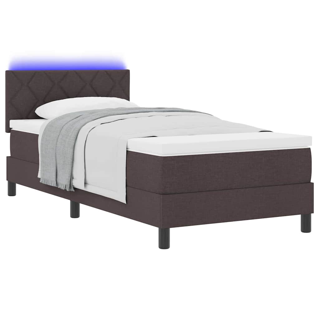 vidaXL Łóżko sprężynowe z materacem Ciemny brąz 100 x 200 cm tkanina