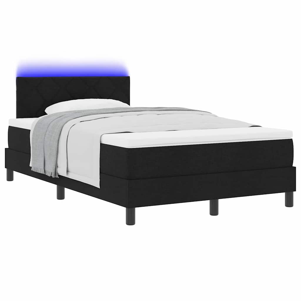 vidaXL Łóżko sprężynowe z materacem z LED Czarny 120 x 190 cm tkanina