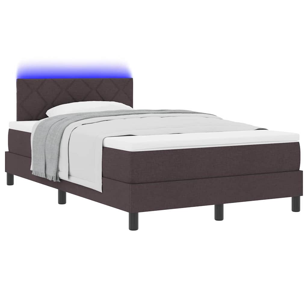 vidaXL Łóżko sprężynowe z materacem Ciemny brąz 120 x 190 cm tkanina