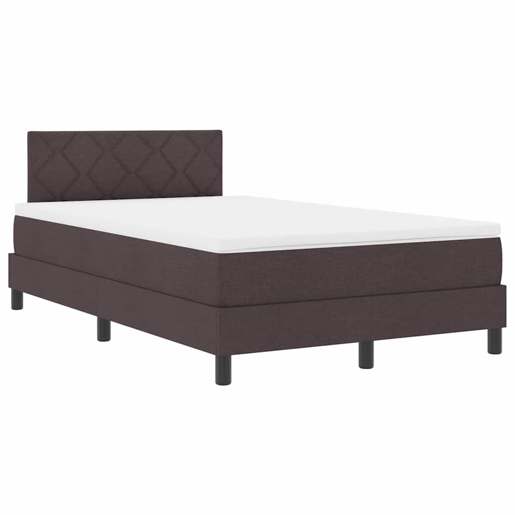 vidaXL Łóżko sprężynowe z materacem Ciemny brąz 120 x 200 cm tkanina