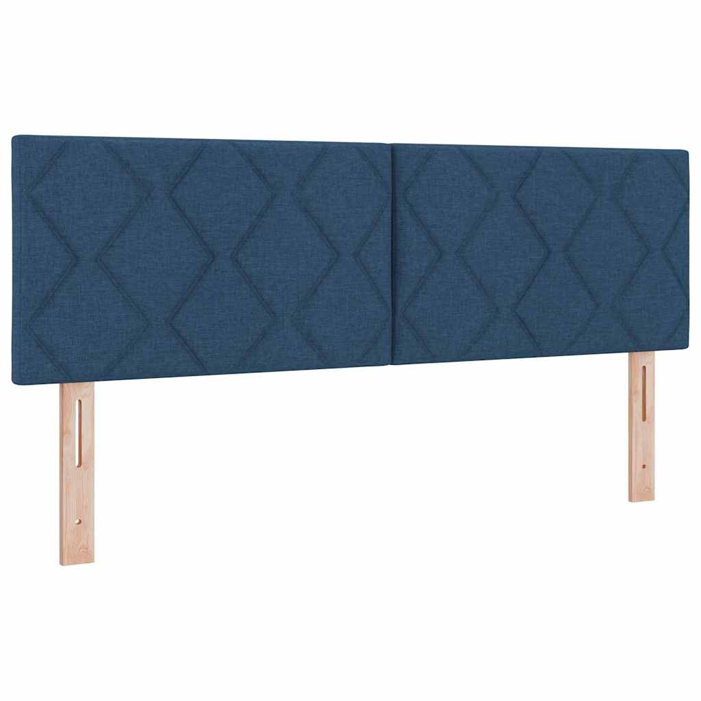 vidaXL Łóżko sprężynowe z paskami LED Niebieski 140 x 200 cm tkanina