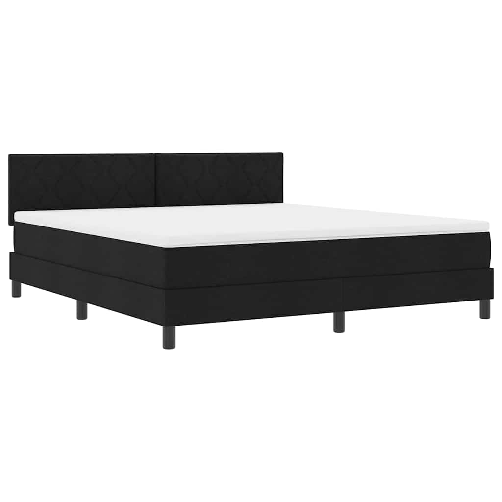 vidaXL Łóżko sprężynowe z paskami LED Czarny 180 x 200 cm tkanina