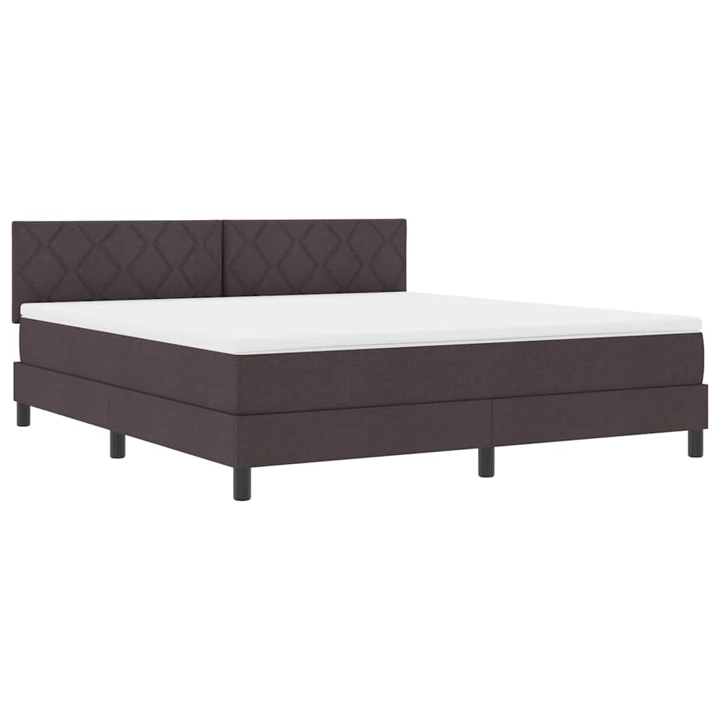 vidaXL Łóżko sprężynowe z paskami LED Ciemny brąz 180 x 200 cm tkanina