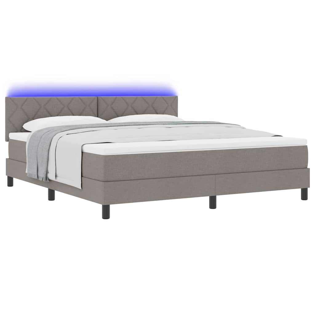 vidaXL Łóżko sprężynowe z paskami LED Ciemnoszary 180 x 200 cm tkanina