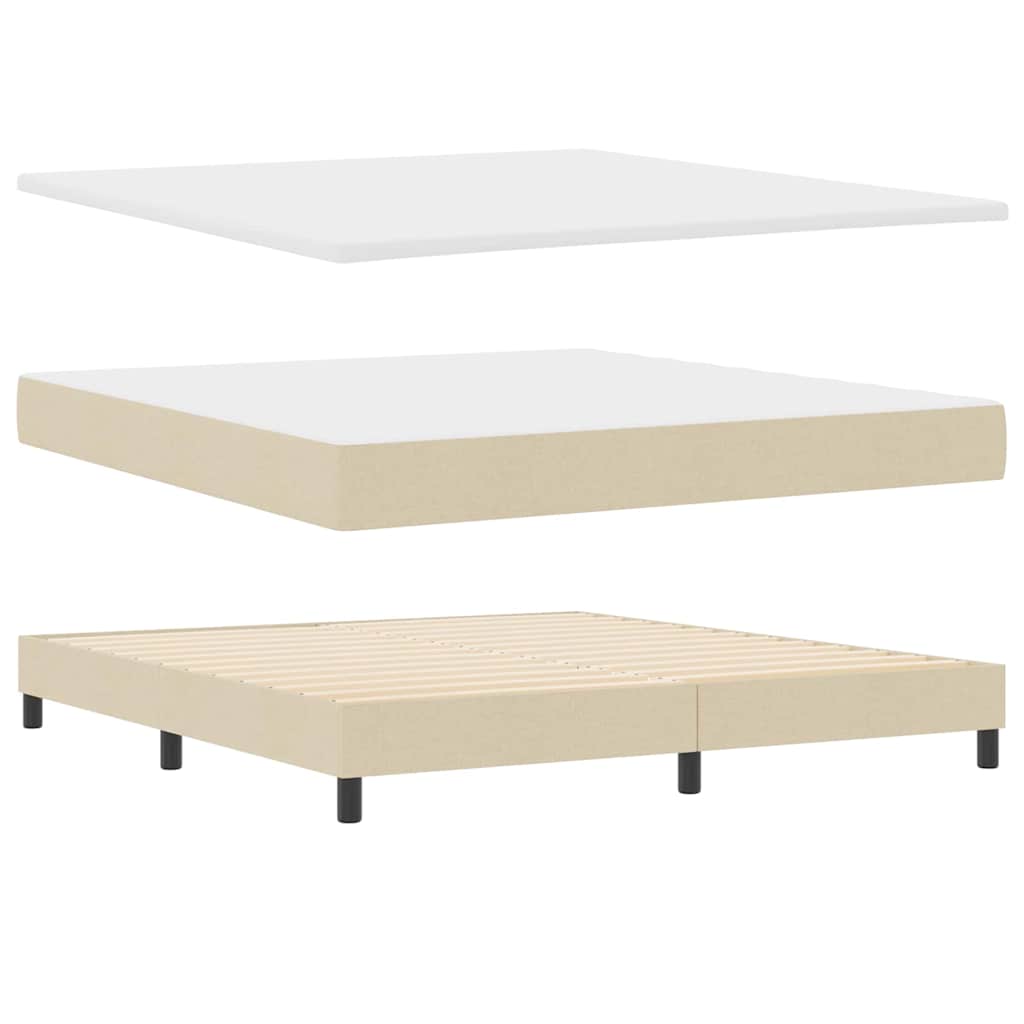 vidaXL Łóżko sprężynowe z paskami LED Kremowy 180 x 200 cm tkanina