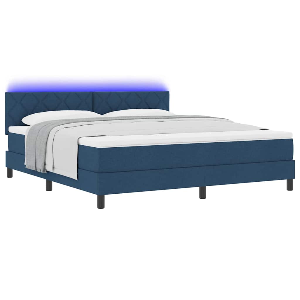 vidaXL Łóżko sprężynowe z paskami LED Niebieski 180 x 200 cm tkanina