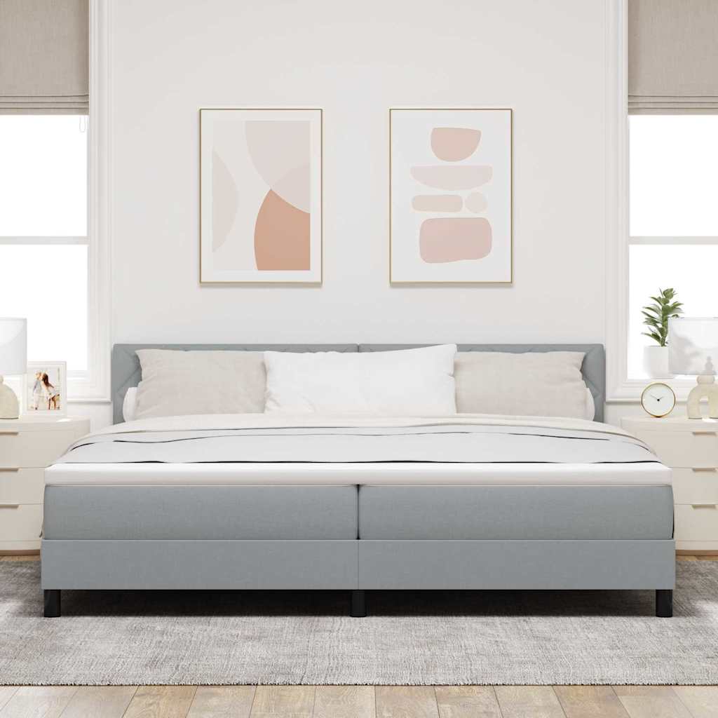 vidaXL Łóżko sprężynowe z materacem Jasnoszary 200 x 200 cm tkanina