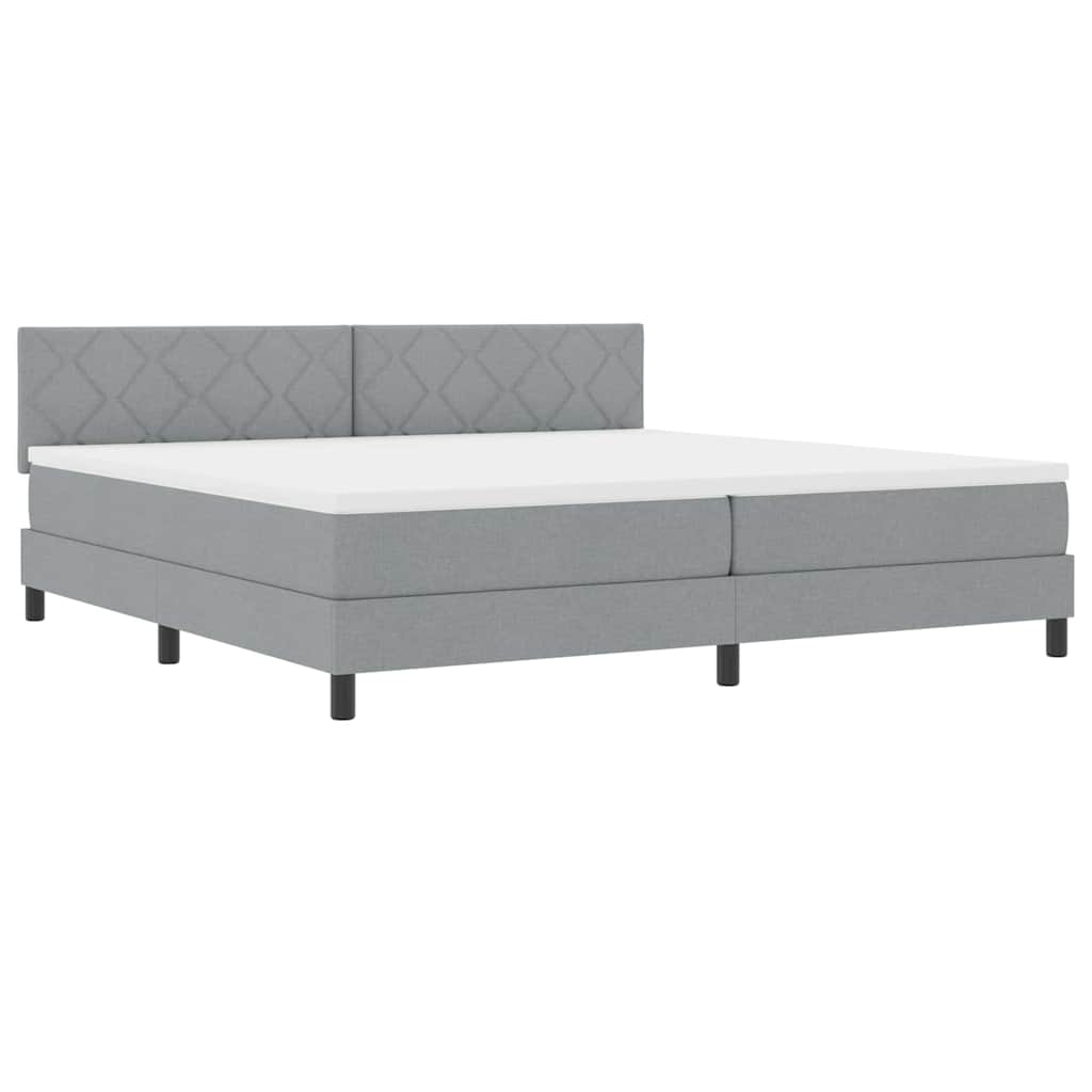 vidaXL Łóżko sprężynowe z materacem Jasnoszary 200 x 200 cm tkanina