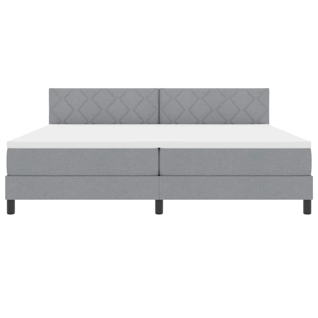 vidaXL Łóżko sprężynowe z materacem Jasnoszary 200 x 200 cm tkanina