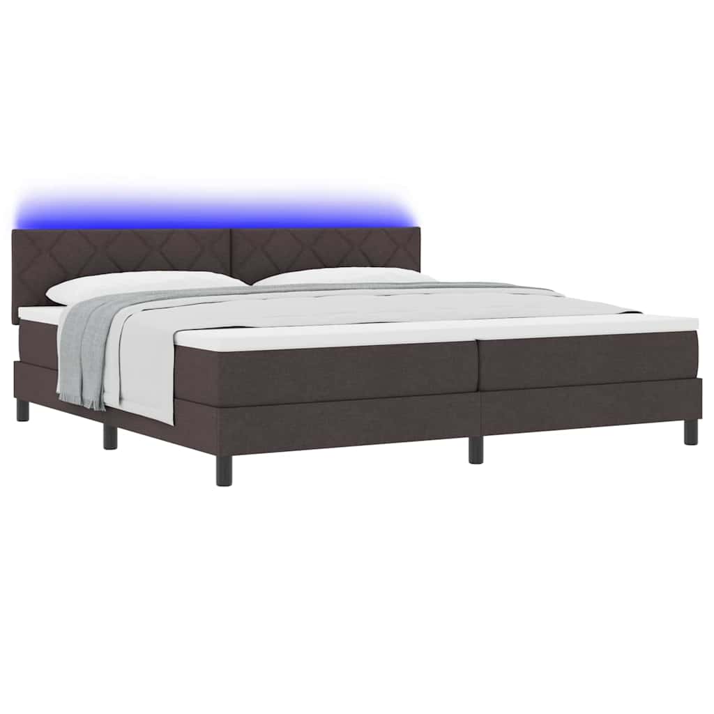 vidaXL Łóżko sprężynowe z materacem Ciemny brąz 200 x 200 cm tkanina