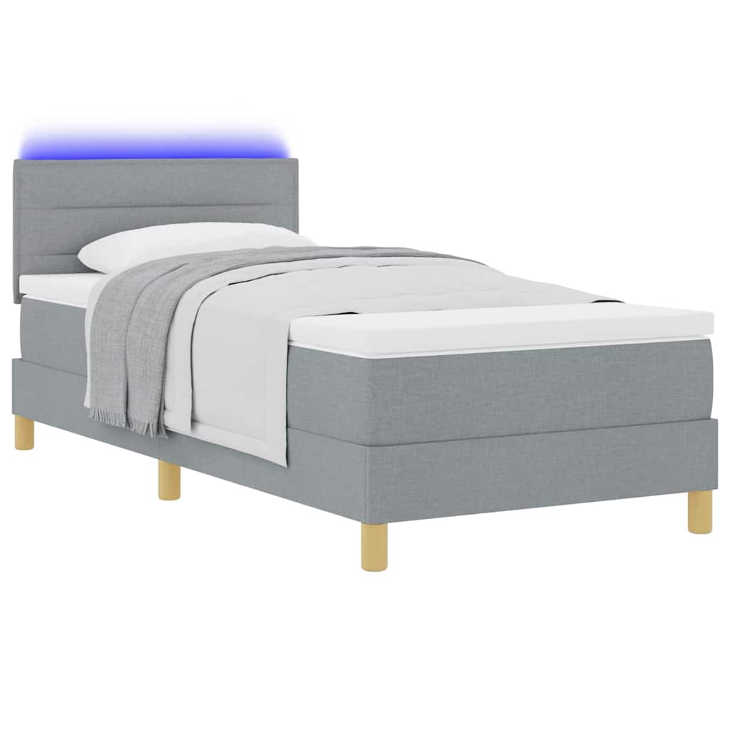vidaXL Łóżko z sprężyną LED Jasnoszary 80 x 200 cm tkanina