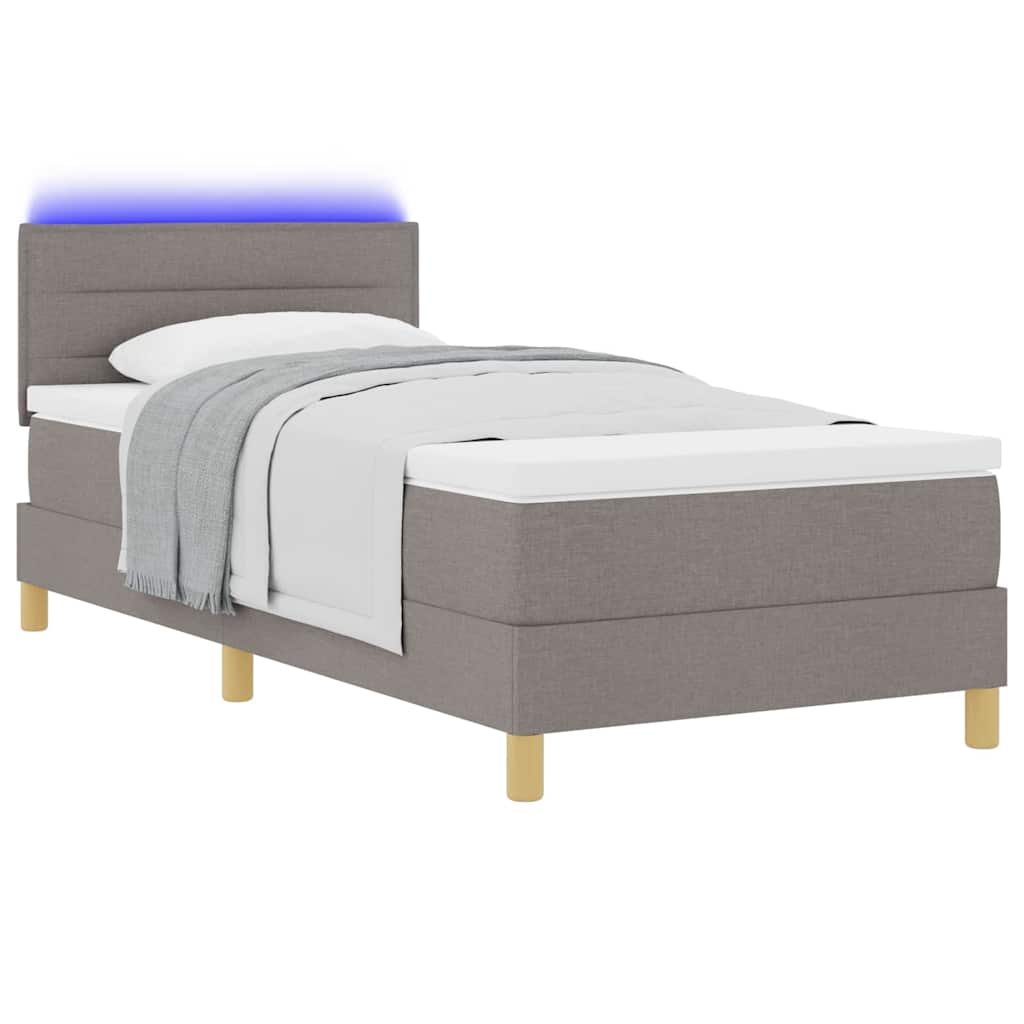vidaXL Łóżko z sprężyną LED Ciemnoszary 90 x 190 cm tkanina