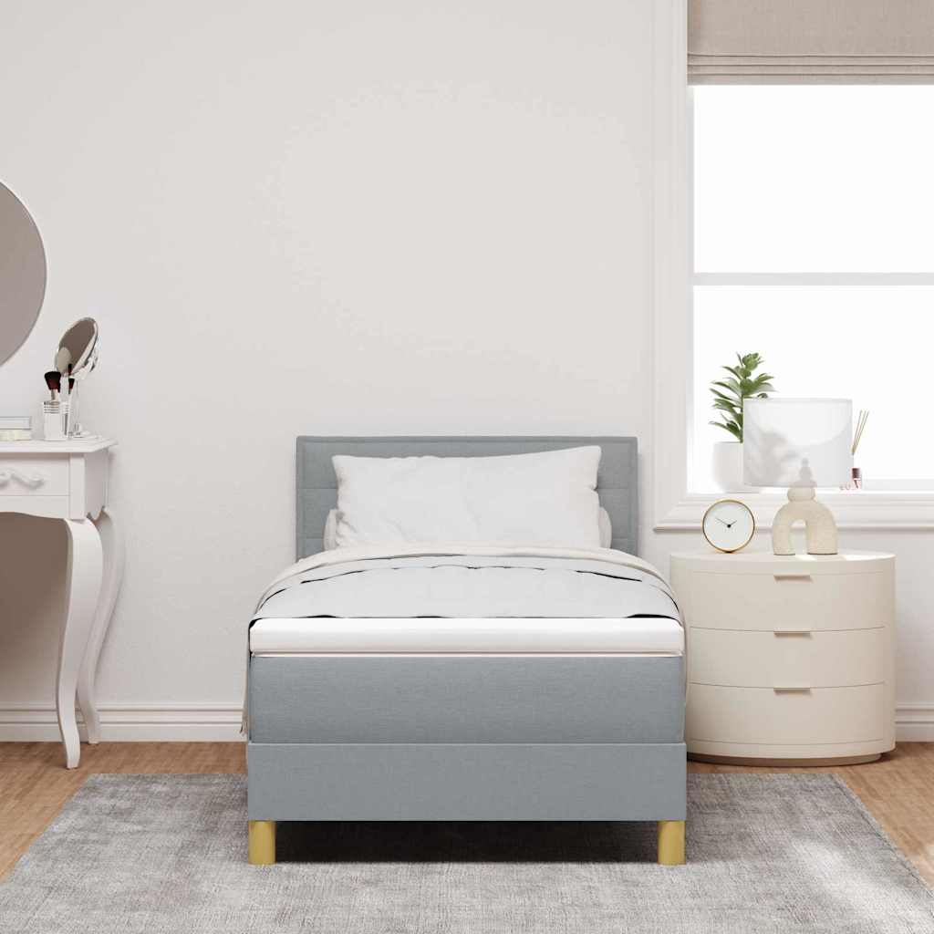 vidaXL Łóżko z sprężyną LED Jasnoszary 90 x 200 cm tkanina