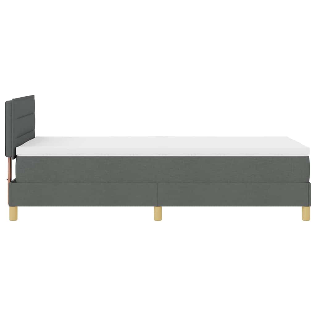 vidaXL Łóżko z sprężyną LED Ciemnoszary 90 x 200 cm tkanina