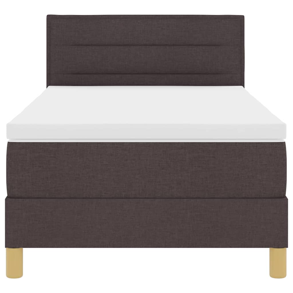 vidaXL Łóżko z sprężyną LED Ciemny brąz 90 x 200 cm tkanina