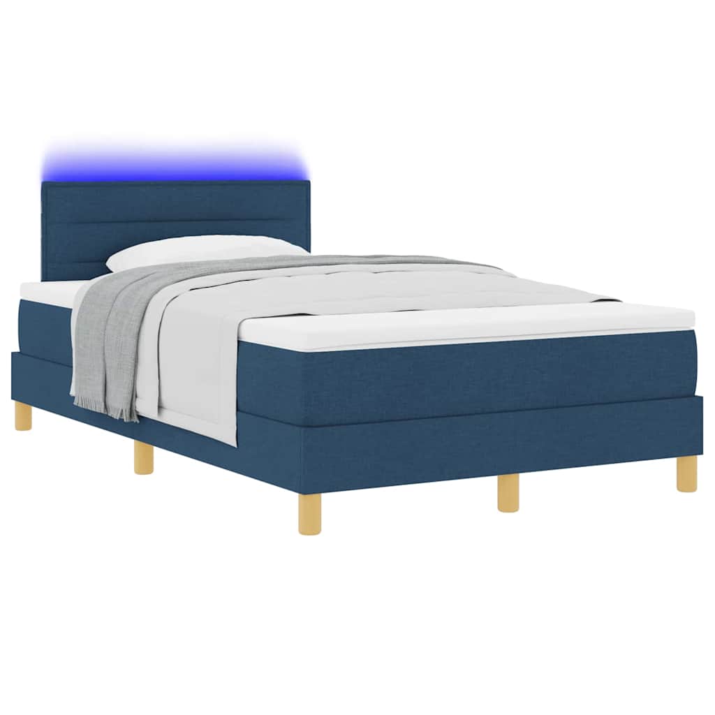 vidaXL Łóżko z sprężyną LED Niebieski 120 x 190 cm tkanina