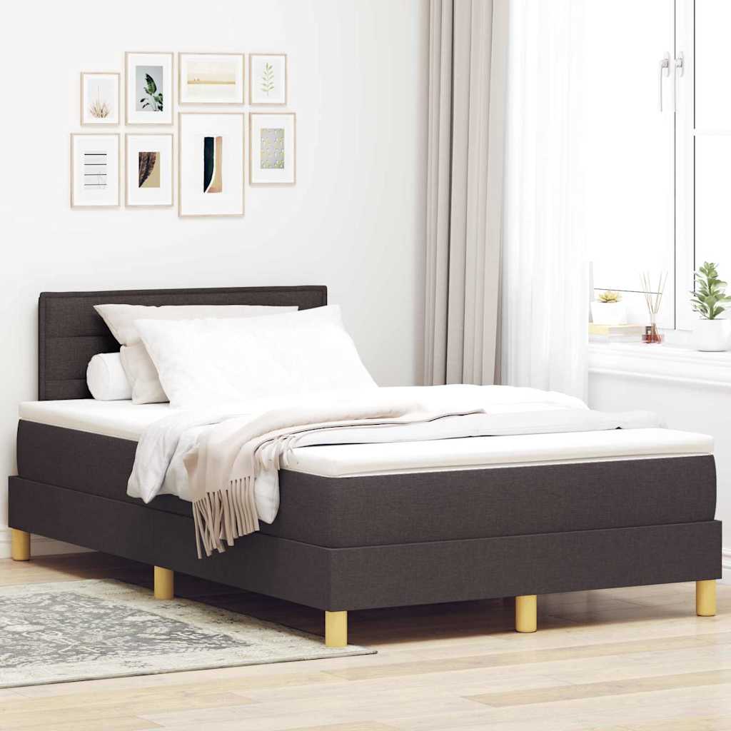 vidaXL Łóżko z sprężyną LED Ciemny brąz 120 x 200 cm tkanina