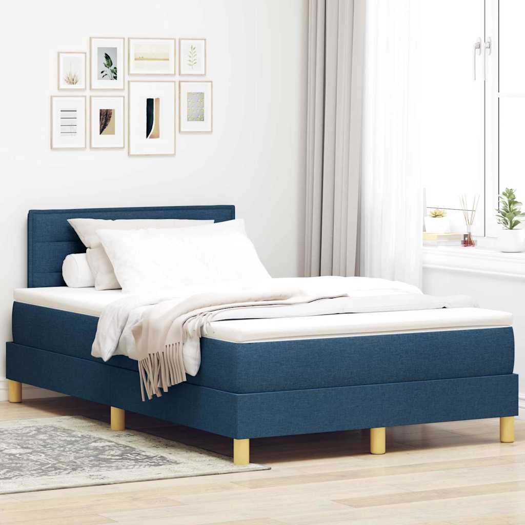 vidaXL Łóżko z sprężyną LED Niebieski 120 x 200 cm tkanina