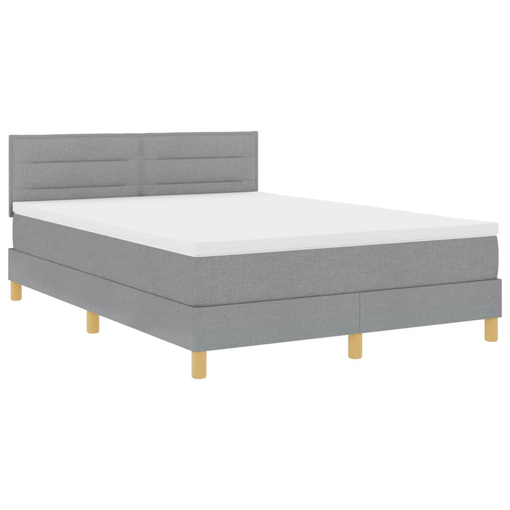 vidaXL Łóżko z sprężyną LED Jasnoszary 140 x 190 cm tkanina