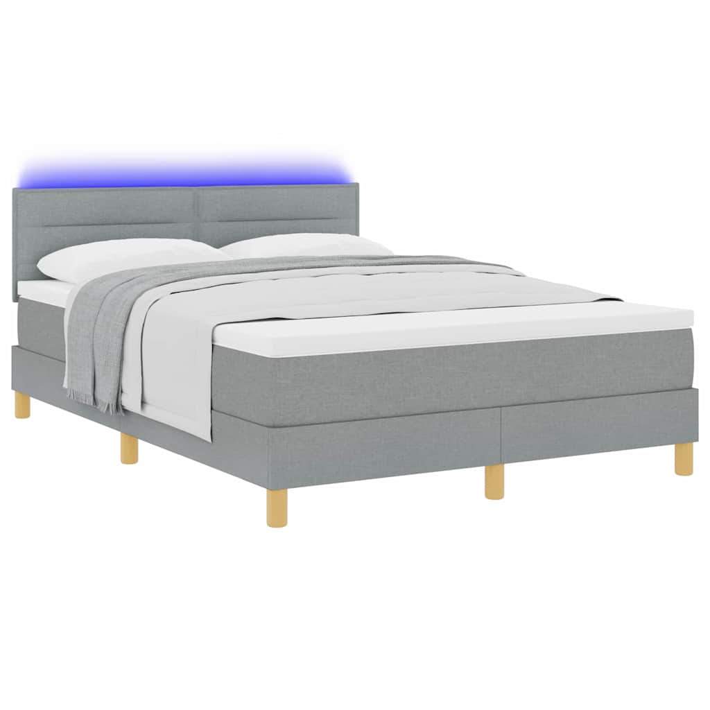 vidaXL Łóżko z sprężyną LED Jasnoszary 140 x 190 cm tkanina
